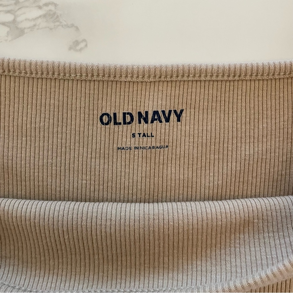 Old Navy Tan Cropped Ribbed Casual Tank Top | Small - Picture 5 of 7